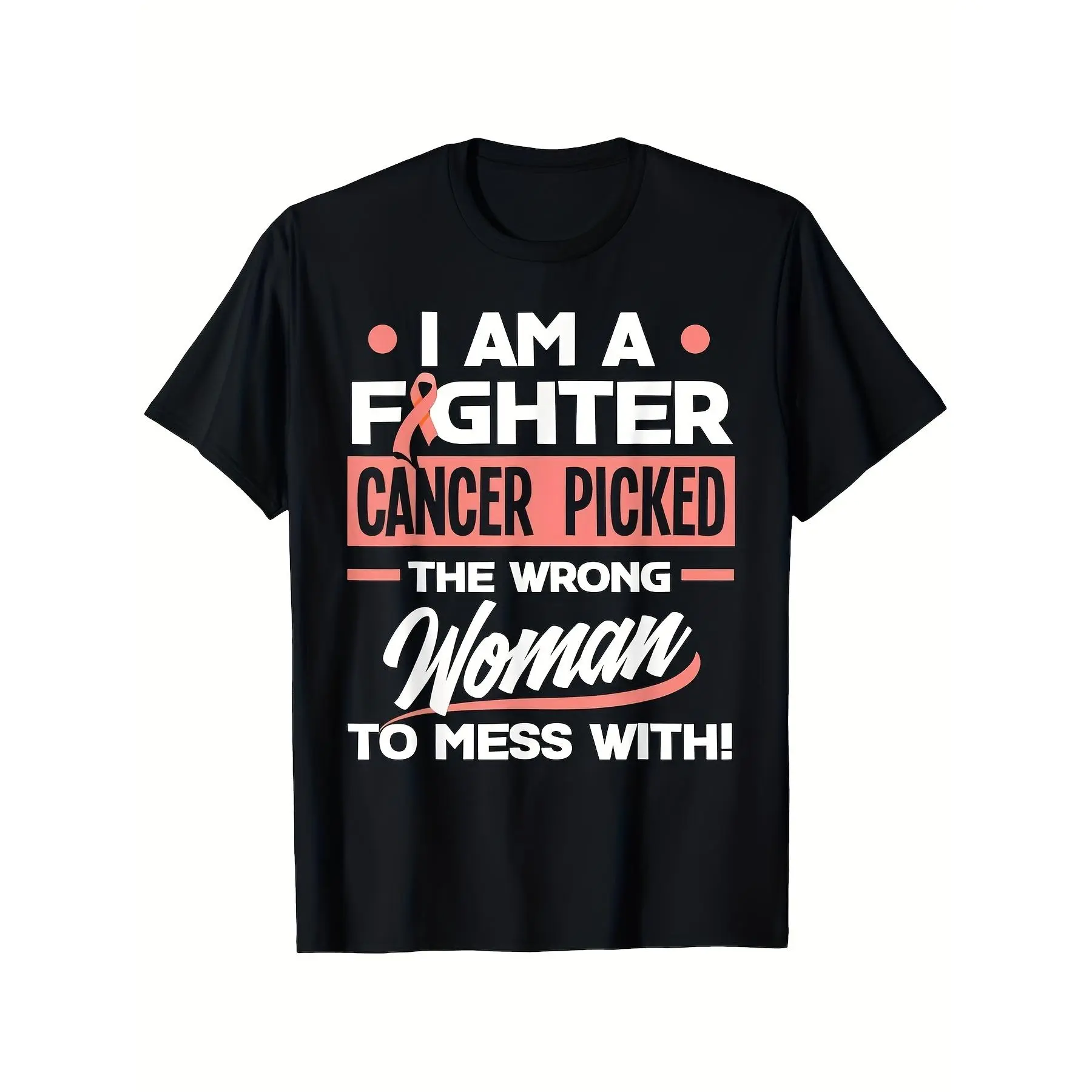 Women's Vintage Graphic T-Shirt - 100% Cotton All-Season Tee, Bold Print Letter Slogan, Casual Fit Round Neck Short-Sleeve Top, Foldable, Figure-Flattering, Endometrial Cancer Awareness