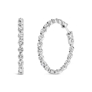 14K White Gold 5.00 Cttw Lab Grown Diamond Inside-Out Hoop Earring