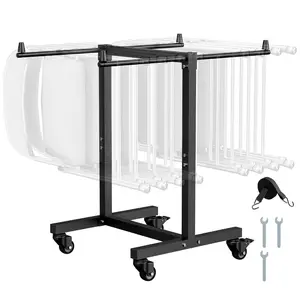 VEVOR Folding Chair Rack, 300 LBS Capacity, L - Shape Vertical Placement Chair Cart for 25 Chairs, Heavy - Duty Metal Chair Storage Dolly with Rubber Wheels, Multi - Function Chair Holder, Matte BlackVEVOR Super Brand Day