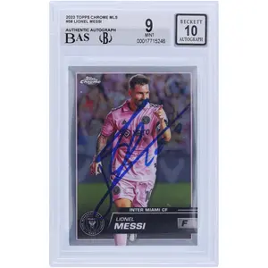 Lionel Messi Inter Miami CF Autographed 2023 Topps Chrome MLS #58 BAS Authenticated 9/10 Card - Fanatics Authentic Certified