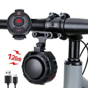 Bicycle Electric Horn USB-C Rechargeable, Remote Included, 120db Volume Adjustable, Long Battery Life, Easy Installation, Suitable for Bikes Scooters Golf Carts
