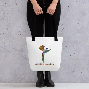 Bird of Paradise Tote Bag - 100% Polyester, 15" x 15", 10 L, Dual Cotton Handles, Sustainable Choice, "Wild like paradise" Design