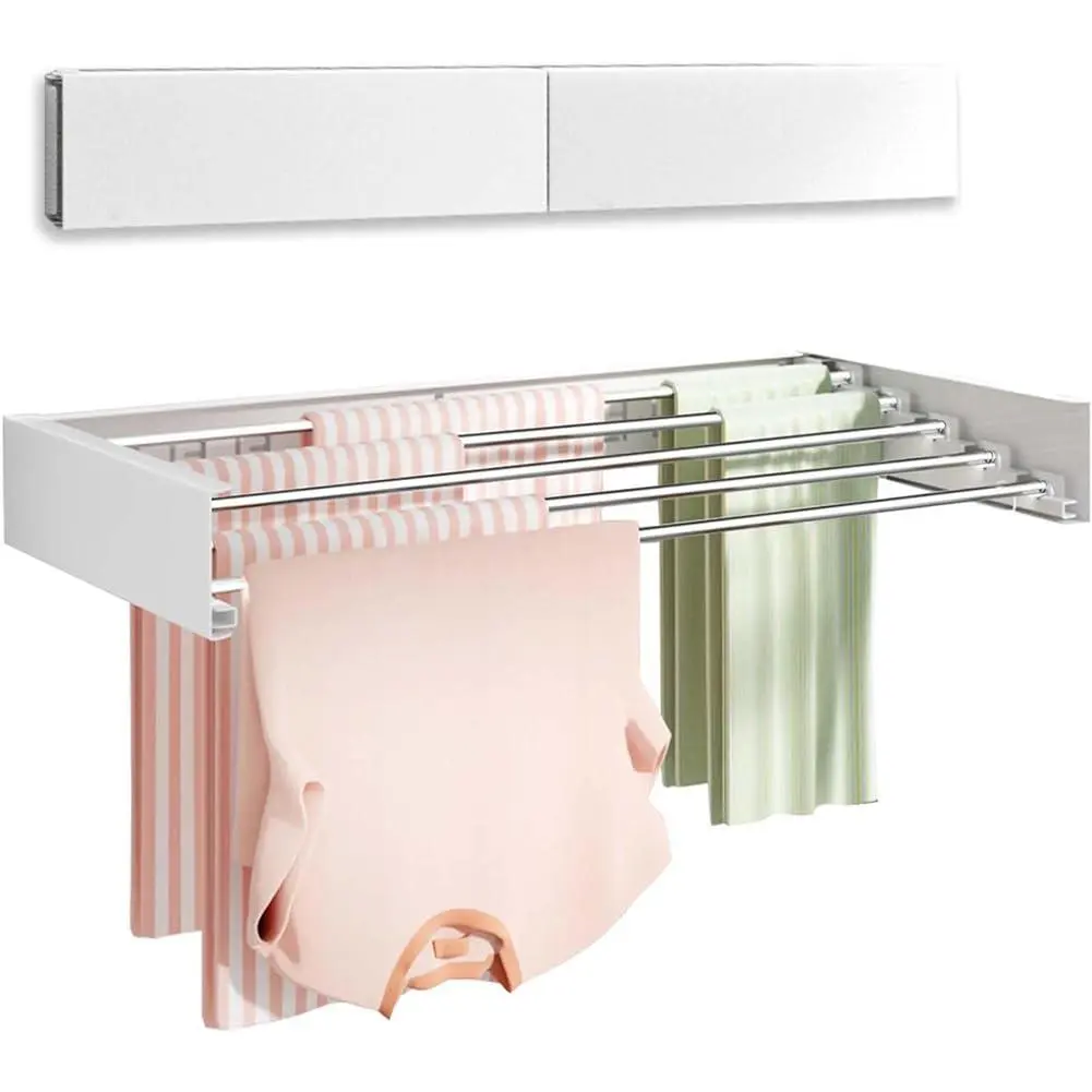 GARVEE Wall-mounted clothes dryer, 80cm foldable clothes dryer for indoor or outdoor use, stainless steel rod, hanging clothes dryer, compact format clothes dryer for bathroom, balcony