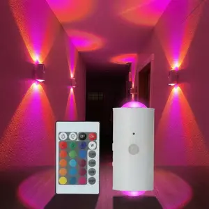 Smart Rechargeable Night Light with Motion Sensor – 16 RGB Dynamic Ambient Wall Lamp with Remote, Magnetic & Stick-On Mounting, USB Rechargeable & Cordless – Ideal for Home Decor, Stairs, Hallways, Courtyards, and Doorways