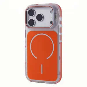 MagSafe Compatible iPhone  with Camera Stand & Shockproof Bumper |     Clear Protective Cover for iPhone 12 13 14 15 16 17 Pro Max Plus Air Anti-Scratch & Drop Protection mobile phone  soft female case dustproof phone case trendy aesthetic anti-fall fully