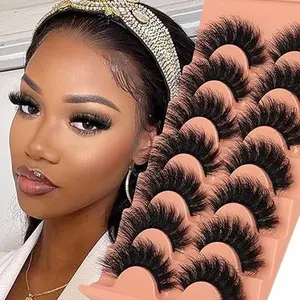 Mink Lashes Full Volume False Eyelashes 18mm Dramatic Faux Mink Eyelashes Natural Look Cat Eye Volume Eye Lashes Multipack
