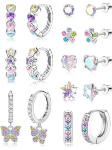 Hypoallergenic Earrings for Girls Women Stainless Steel Hoop Earrings for Sensitive Ears Screw Back Stud Earrings Set Cute Girls Toddler Earrings Kids Earrings Jewelry for Teen Girls Heart Shaped Earrings