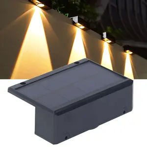 4Pcs/Set solar LED fence lights and wall lights, waterproof deck ultra bright warm lighting, suitable for external solar lighting in courtyards, garden steps, terrace passages, and outdoor staircase railings energy efficient