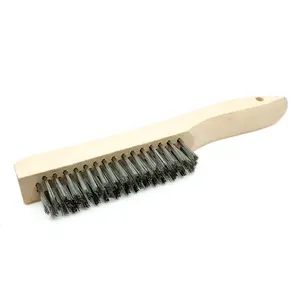 Wire Scratch Brush with Wood Shoe Handle - Stainless Steel