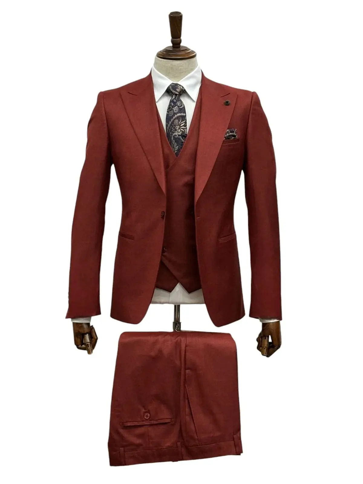 Burnt Orange Modern Fit 3-Piece Suit