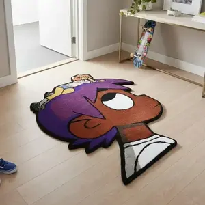 Modern Creative Anime Character Print Carpet, Foldable Plush Fluffy Bedroom Rug for Living Room Bedroom Balcony, Easy Care Large Area Mat