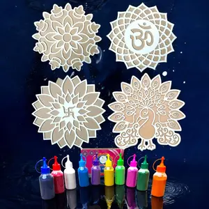 Enchanting MDF Rangoli Mats | Portable 12-Inch Stencils for Diwali & Navratri | Effortless Festival Decor, Reusable Templates for Sacred Celebrations