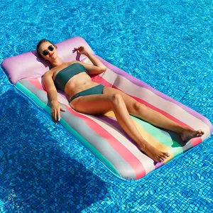 Oversized Pool Floats 72" x 38", X-Large, Fabric-Covered Pool Float with Headrest, Inflatable Pool Lounge Chairs, Pool Lounger, Pool Floaties, Pool Party Decorations for Adults Water Floating Mat