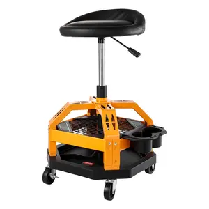VEVOR Rolling Shop Stool, Heavy-Duty Pneumatic Garage Seat with 300 lbs Capacity, Adjustable Height Roller Creeper Seat, 360 °   Swivel Padded Workshop Stool with Casters, for Garage, Shop & Auto Repair