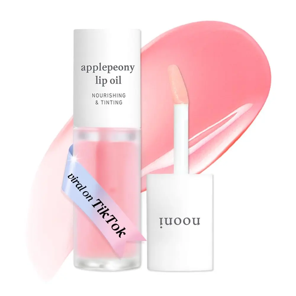 NOONI Korean Lip Oil - Applepeony - Plumping & Hydrating Tinted Lip Gloss | 24HR Hydration, Moisturizing Lip Oil, Natural Lip Plumping Effect, Waterproof Wear, Glossy Finish, Gift Stocking Stuffers
