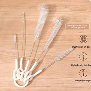 Straw Cleaner Brushes Sets, Long Handle Bottle Cleaner 5 Pieces Botthle Cleaning Brush and Nylon Tube Brush Brush Kit for Sippy Cup, Tumbler, Water Bottle, Drinking Straw