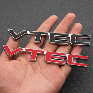 Vtec 3D Metal Sticker Car Badge Emblem for Honda Performance Models, Civic Type R Accord Crv, Exterior Styling Accessories, Car Vehicle Decoration
