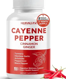 Cayenne Pepper 8-in-1 Formula - with Cinnamon, Ginger Turmeric, Odorless Garlic, Artichoke Non-GMO, Gluten-Free, Soy-Free