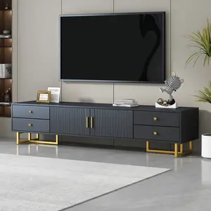 TV Stand for 75+ Inch TV, Entertainment Center TV Media Console Table, Modern TV Stand with Storage, TV Console Cabinet Furniture for Living Room,Black