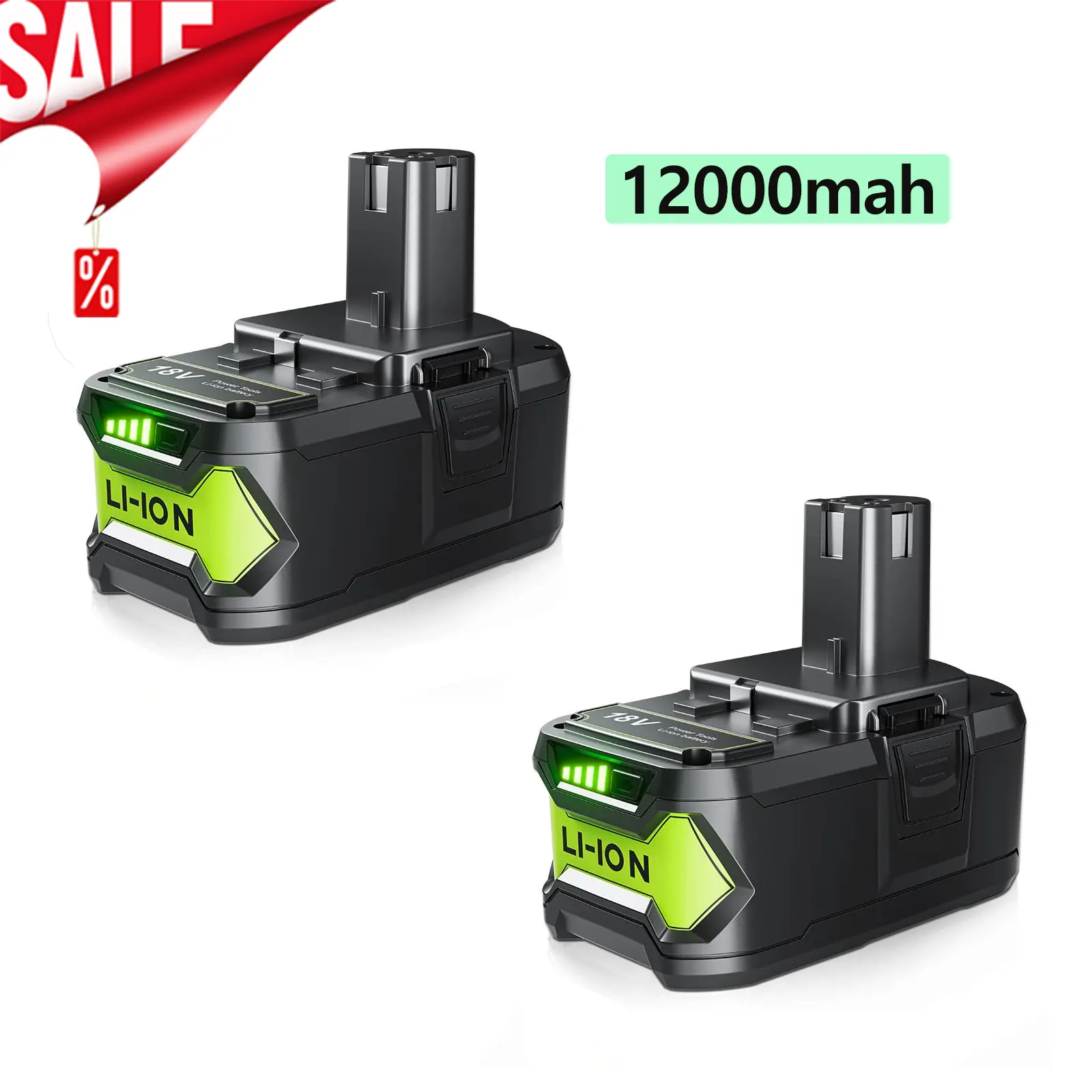 For Roybi P108 Battery 12000mAh With 6A Dual Charger Replacement Battery For Roybi 18V ONE+ System P102 P103 P104 P105 P107 P109 Lithium Batteries
