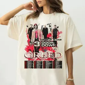 Creed Shirt, Wallen Concert Tour Shirt, Creed Tour Merch, Creed Band T-Shirt, Creed Summer of '99 Tour Shirt Rock Band Shirt Casual Cotton Top Womenswear
