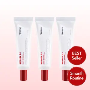 ⟦90-Day 3X Pack⟧ FRANKLY Retinol 0.1% Cream — Pure Potent Formula | Ceramides & Ginseng for Pore Minimizer, Wrinkles & Fine Lines, Firmer Skin | Daily Gentle Korean Retinol Cream