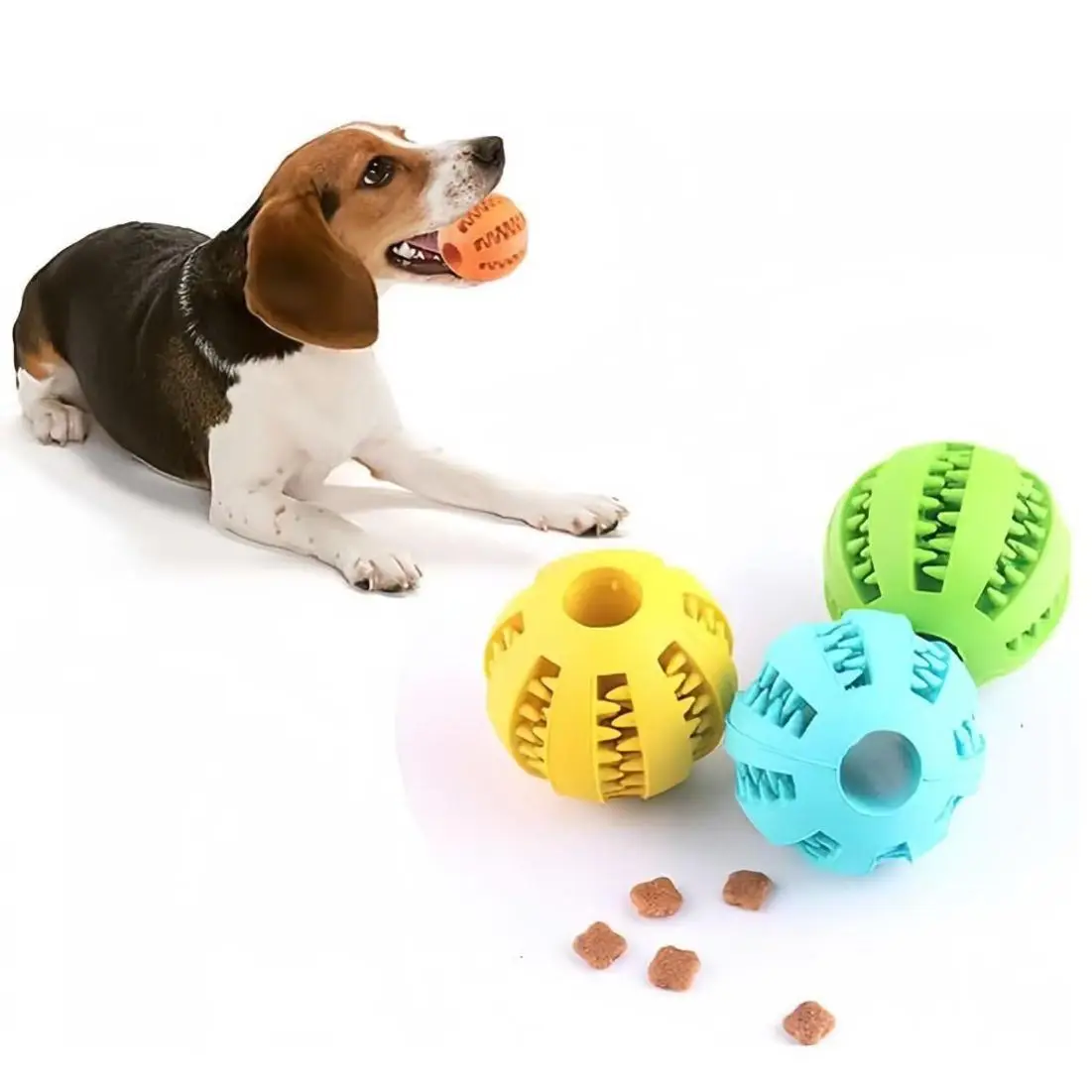 Interactive Dog Toy Ball, Pet Food Feeder, Durable Dog Chew Toy Ball, Dog Teething Toy, Pet Treat Dispenser Ball, Dog Teeth Cleaning Ball