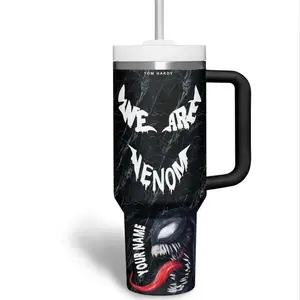 STORMMECH- Venom 40oz Insulated mug, insulated tumbler,  cartoon design, thermal mug, double wall vacuum stainless steel, straw lid with handle leak proof, keeps hot 12 hours cold 24 hours, valentine birthday gift