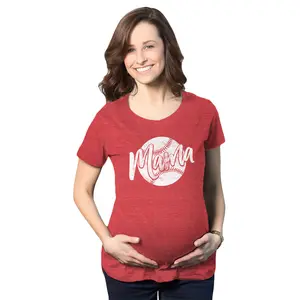 Maternity Baseball Mama T Shirt Cute Summer Sports Tee for Mom to Be Funny Graphic Maternity Tee Cute Pregnancy Tees With Plus Sizes Pregnant Mother's Day Maternity Wear Funny Baseball Short Sleeve Maternity Red