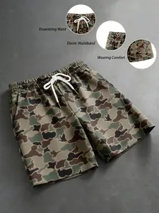 Men's Casual Camouflage Shorts, Versatile Comfortable Fabric, Perfect for Various Occasions, Stylish and Durable Design, Drawstring Waist Shorts
