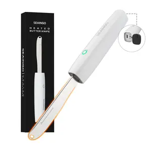 SEAINGO Heating Butter Knife Spreader - Rechargeable, Electric, Cordless, Two Fast Warming Mode, Nonstick Stainless Steel Blade, ON/OFF Safety Lock Switch, Can Quickly Melt Cold Hard Butter, Cheese, Cream, Jam, Mustard, for Kitchen Restaurant Party