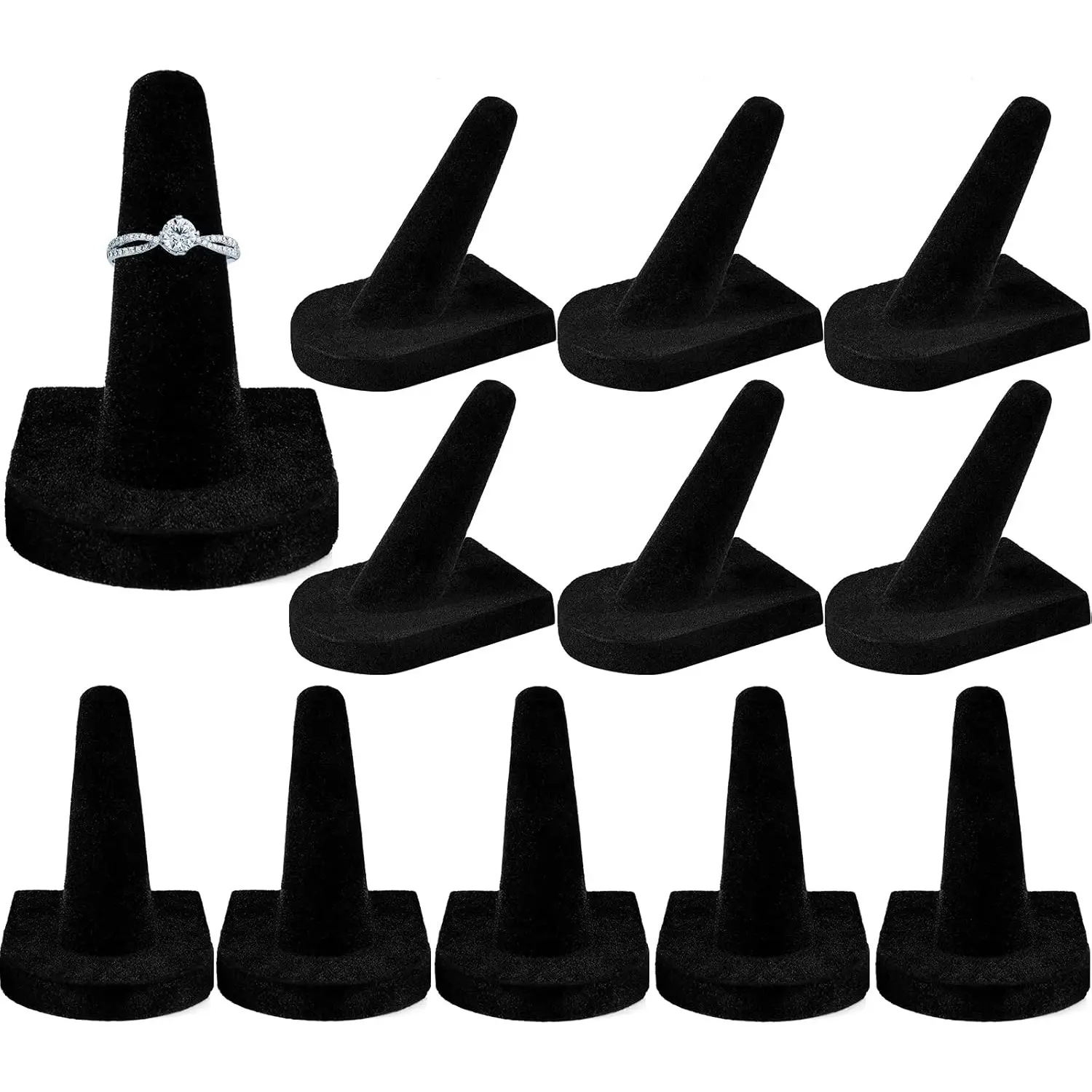 12 Pieces Finger Ring Display Set,Black Velvet Ring Storage Holder,Drawer Jewelry Display Stands for Shows,Halloween Christmas Party Gifts,Hand Tools Kits