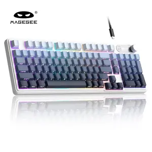 MageGee GK960 keyboard Wired, 98-key membrane keyboard, ABS two-color injection keycaps, RGB lights, multiple lighting effect modes, adjustable brightness and speed