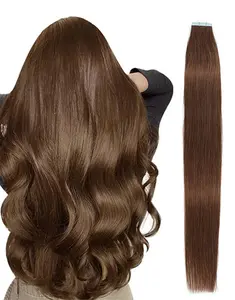 20pcs 50g Straight Tape In Human Hair Extensions 100% Real Remy Human Hair 18-26inches, Seamless I nvisible Install, 4#