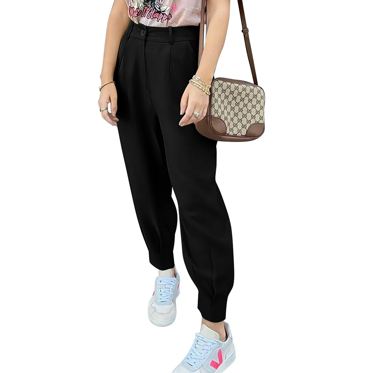 PrettyGarden Women's Summer High Waist Pants Casual Ankle Length Work Office Trouser Slacks with Pockets