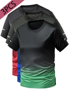 Men's Plus Size 1XL-6XL Color Block Classic T-Shirt, Casual Crew Neck Short Sleeve Tie Dye Tee, Breathable Streetwear Activewear for Big & Tall Guys