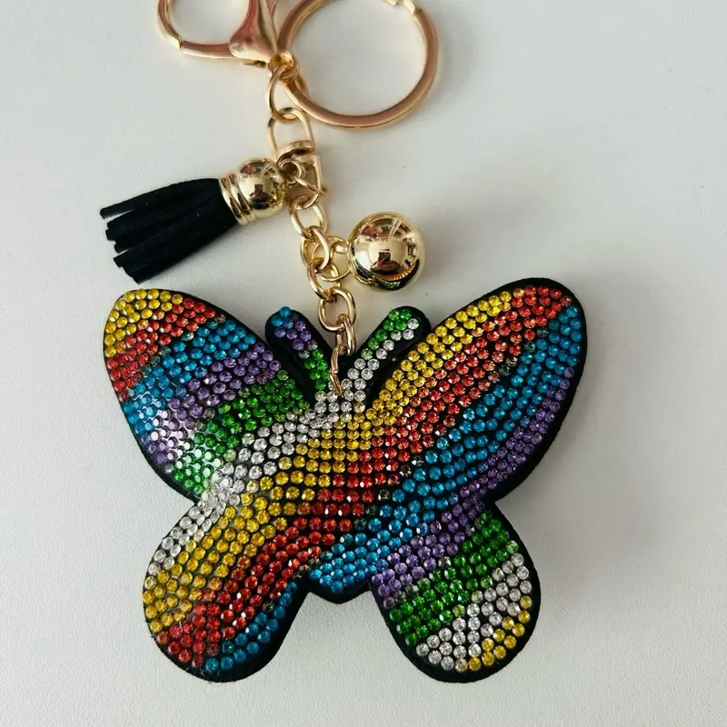 Rainbow Butterfly Rhinestone Keychain/bag charm