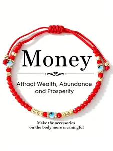 Devil's Eye Red Crystal Bracelet, Stackable Beaded Bracelet, Adjustable Hand-Woven Design, Friendship & Protection Jewelry, Attracts Good Luck & Positive Vibes, Best Friend Gift with Sentimental Card, Attracts Wealth, Abundance & Prosperity