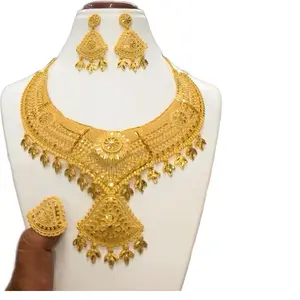 Elegant Gold-plated Leaf Design Necklace & Earrings Set for Women's Fashion Accessories