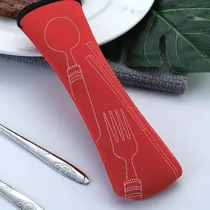 Zipper Type Cutlery Storage Bag, 1 Count Portable Cutlery Storage Bag, Kitchen Utensil Organizer for School Outdoor Camping Picnic