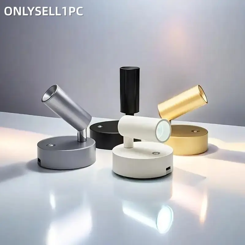 LED Magnetic Wall Light, Wall Mounted Lights, USB Rechargeable 3-Color Touch Control, Dimmable - Perfect for Bedroom, Dining Room, Party, Exhibition. Ideal as Decorative Spotlight, Bedside Reading Night Light, Computer Desk Lamp
