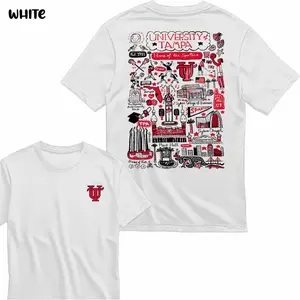 Stylish University of Tampa Spartans T-Shirt - White Fan Apparel 100% Cotton Crewneck Short Sleeve Top for Summer