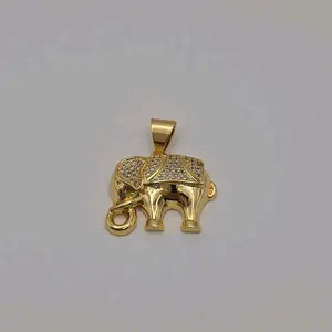 Elephant fashion pendant only no chain gold-plated 18k with stone's