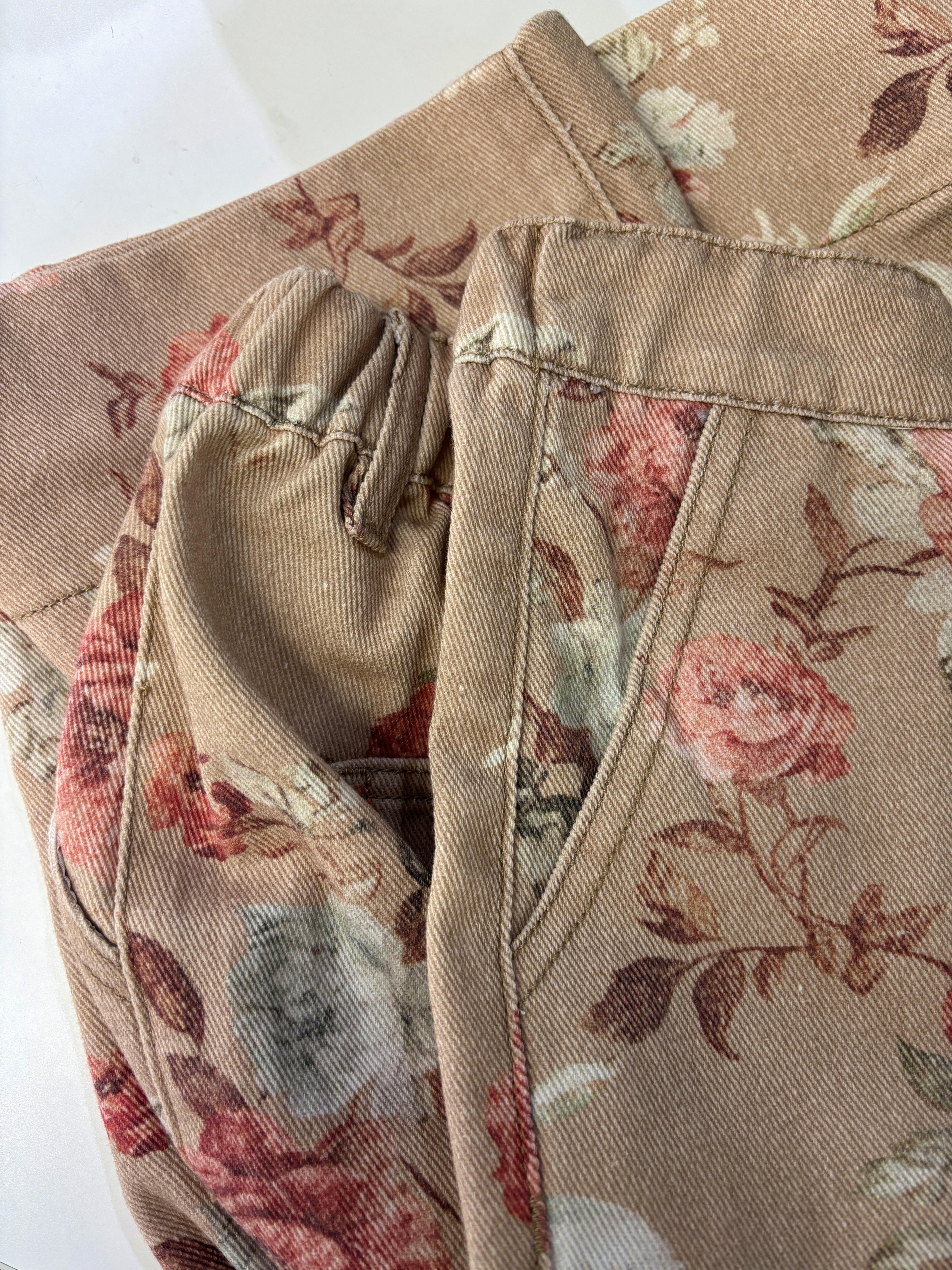 Chouyatou women's mid-rise floral print cropped jeans bohemian loose wide-leg jeans SpringStatements