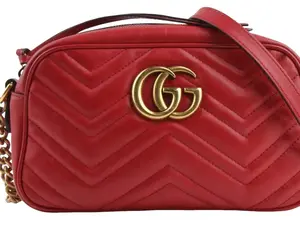 Pre-owned GUCCI Leather Shoulder Bags GG Marmont Small Shoulder Bag