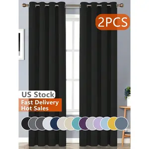 Estelar Textiler 2 Panels Solid Thermal-Insulated Blackout Curtains For Bedroom And Living Room For Protection Against Ultraviolet Rays,