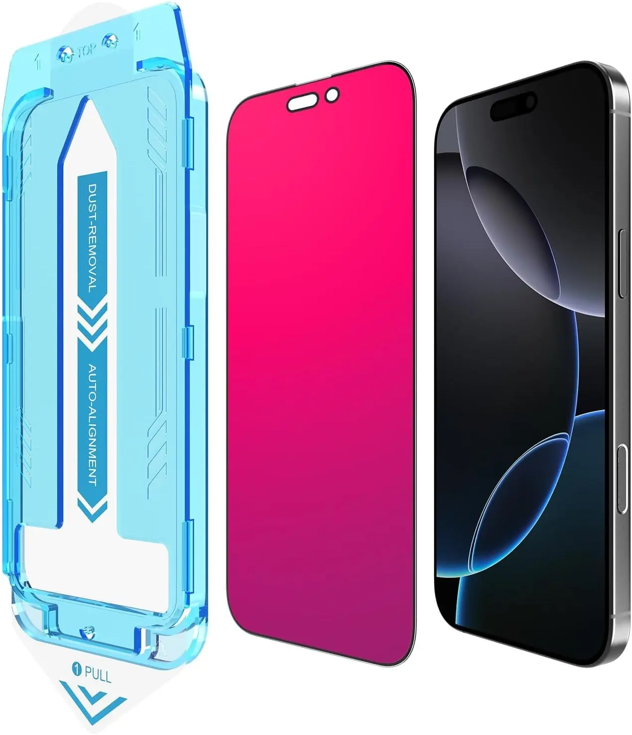 for  16 Pro  Screen Protector, Gradient Color Tempered Glass, Bubble Free, Easy Installation, Auto Dust-Elimination, Anti Blue Light