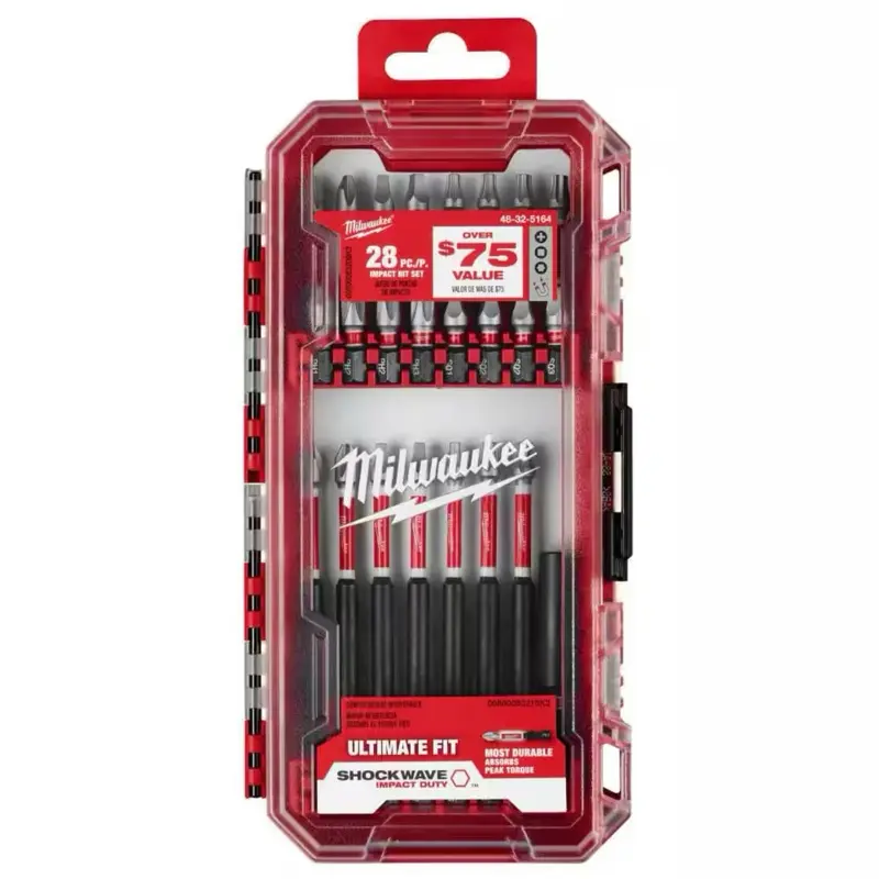 Milwaukee SHOCKWAVE Impact Duty Alloy Steel Screwdriver Bit Set, 28-Piece Impact Driver Accessory Kit for Heavy-Duty Fastening Tasks