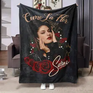 Selena Como La Flor Romantic Flannel Blanket, Soft Comfortable Singer Theme Home Decor, Rose Print, 150x200cm
