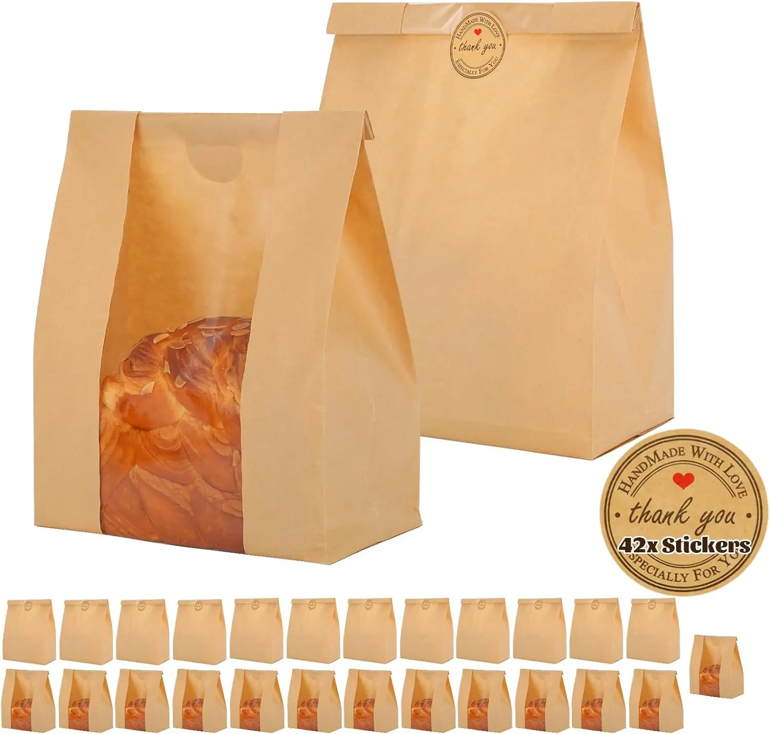 Bread Bags for Homemade Bread Sourdough Bread Bags Large Bakery Bags with Seal Stickers (25 Pack, 13.7x8.2x3.5 inch)